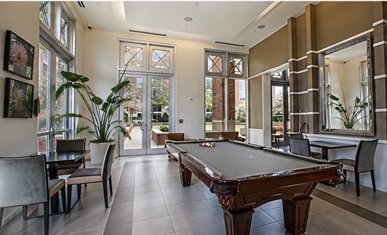 Billiard room and card tables in the clubhouse